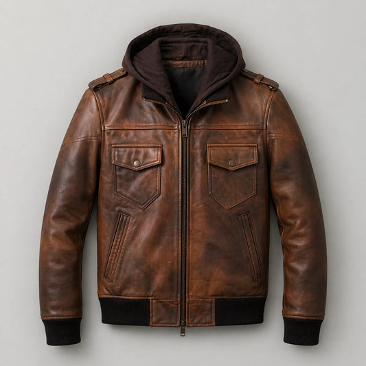 Men's brown distressed lambskin leather biker jacket – RXD Leather