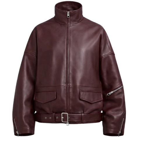 Maroon Leather womens puffer jacket  Outerwear Jacket - RXD Leather 007