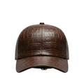 Dark brown crocodile-embossed leather cap – RXD Leather