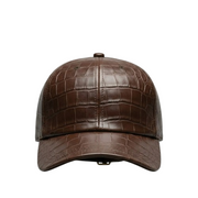 Dark brown crocodile-embossed leather cap – RXD Leather