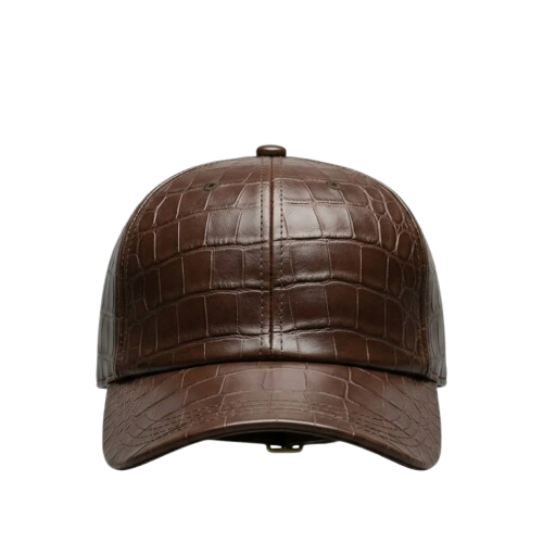 Leather Cap Dark Brown Crocodile Embossed Baseball Cap - RXD Leather 0050