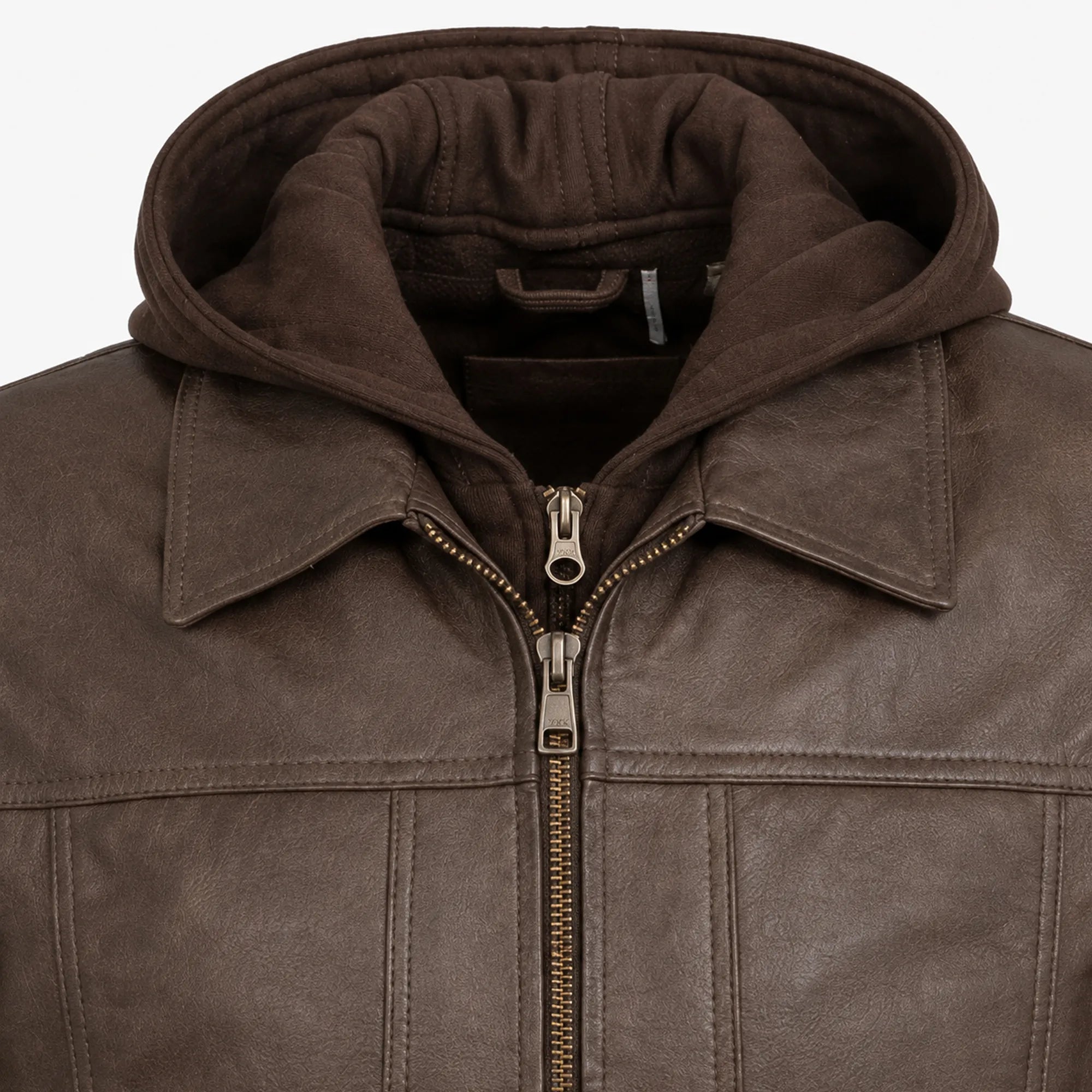 Men's Brown Leather Bomber Jacket with Hood Casual Winter Style Outfits - RXD Leather 00479 
