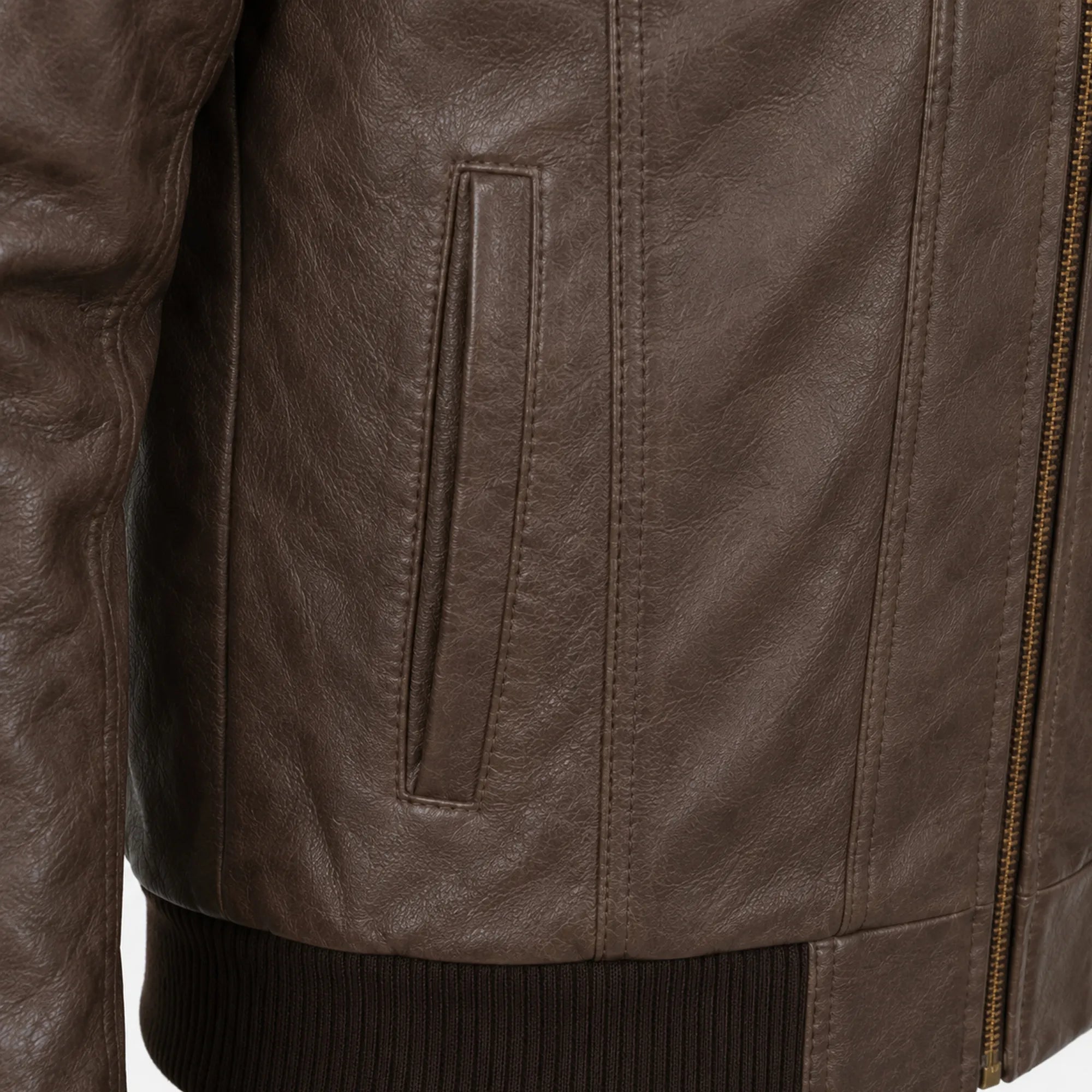Men's Brown Leather Bomber Jacket with Hood Casual Winter Style Outfits - RXD Leather 00479 