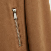 Women's tan faux suede jacket back – RXD Leather