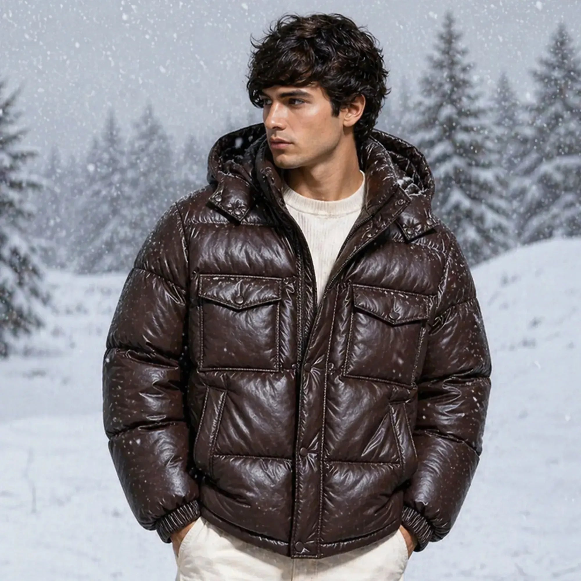Men's sheep leather puffer with detachable hood – RXD Leather