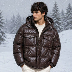 Men's sheep leather puffer with detachable hood – RXD Leather