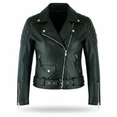 Women Black Brando Leather Biker Jacket Classic Moto Style Outfit - RXD Leather 0097