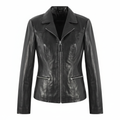 Women's black leather belted blazer – RXD Leather