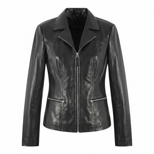 Women Black Leather Blazer Slim Fit Elegant Office Casual Style - RXD Leather 00391 2000
