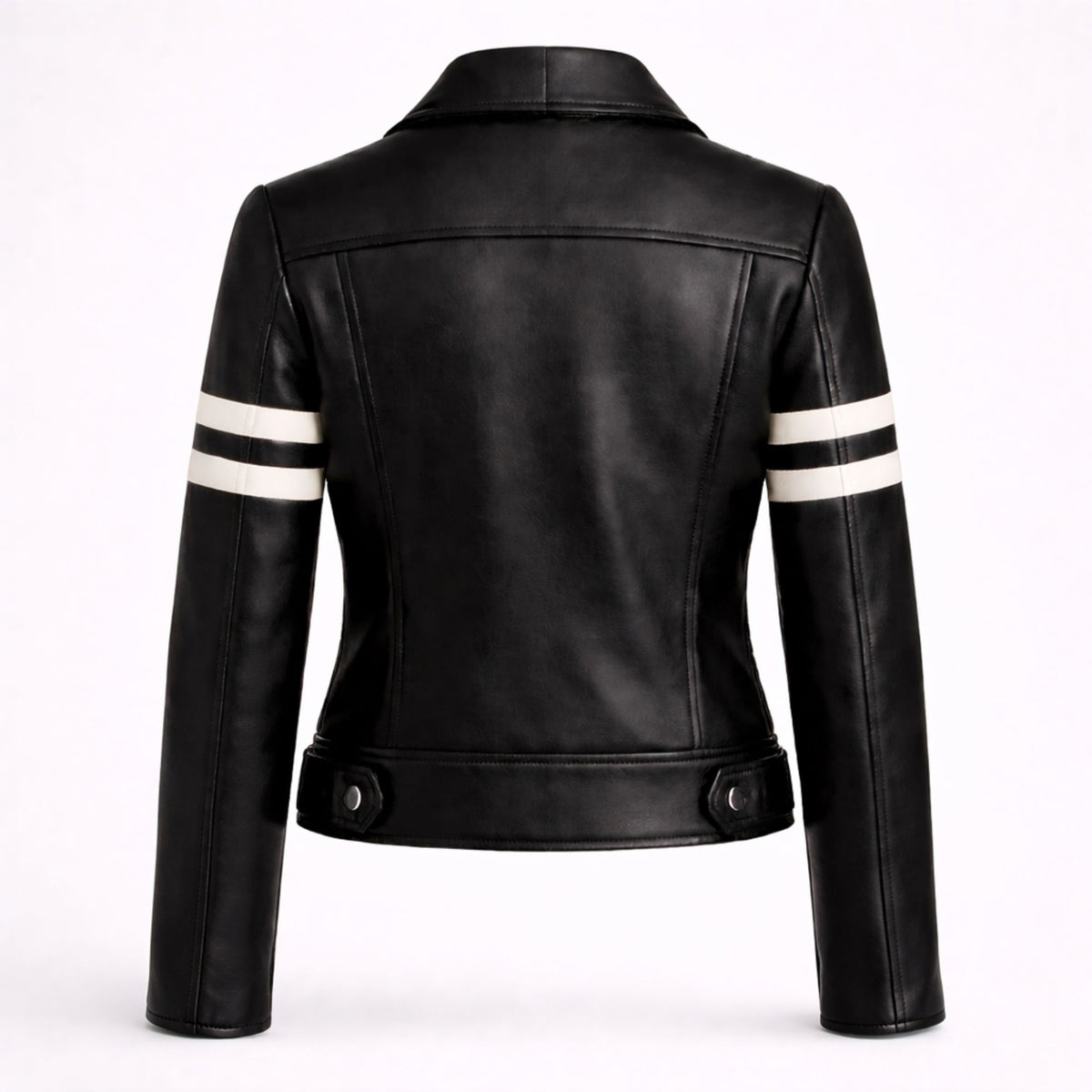 Women's black leather biker jacket with zip – RXD Leather