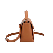 Women's cognac leather handbag detail – RXD Leather