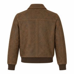 Women Brown Distressed Leather Bomber Jacket Vintage Casual Fit - RXD Leather 00438
