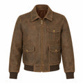 Women's brown distressed leather bomber jacket – RXD Leather