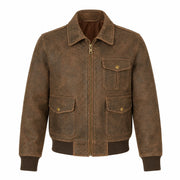 Women's brown distressed leather bomber jacket – RXD Leather
