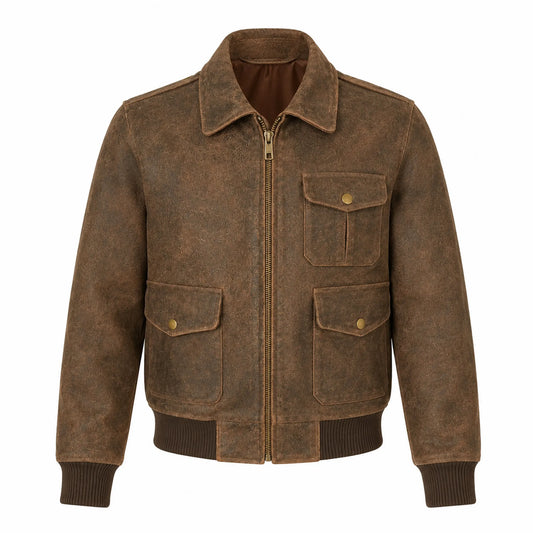 Women Brown Distressed Leather Bomber Jacket Vintage Casual Fit - RXD Leather 00438 2000