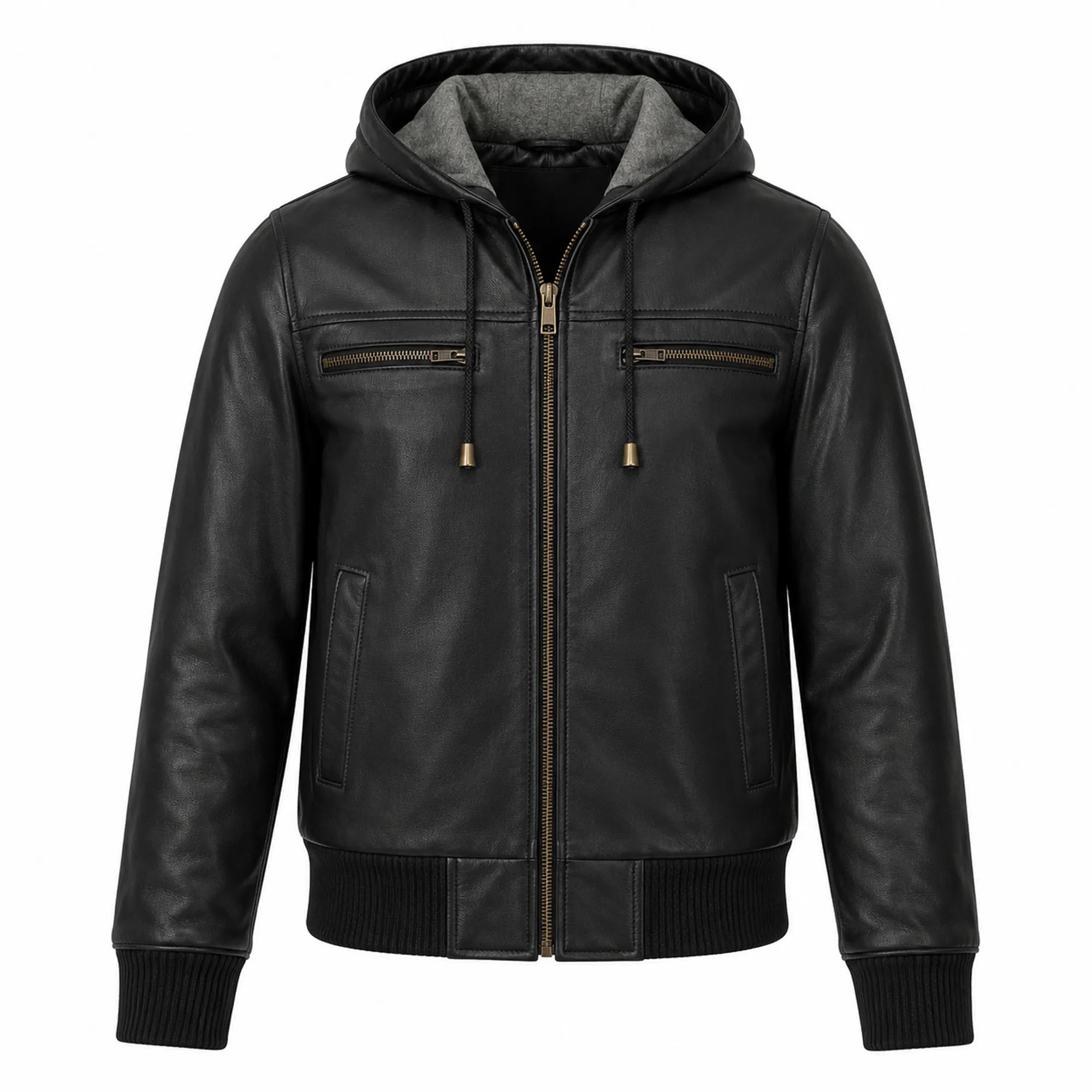 Women Black Hooded Leather Bomber Jacket Winter Casual Outfit - RXD Leather 00440