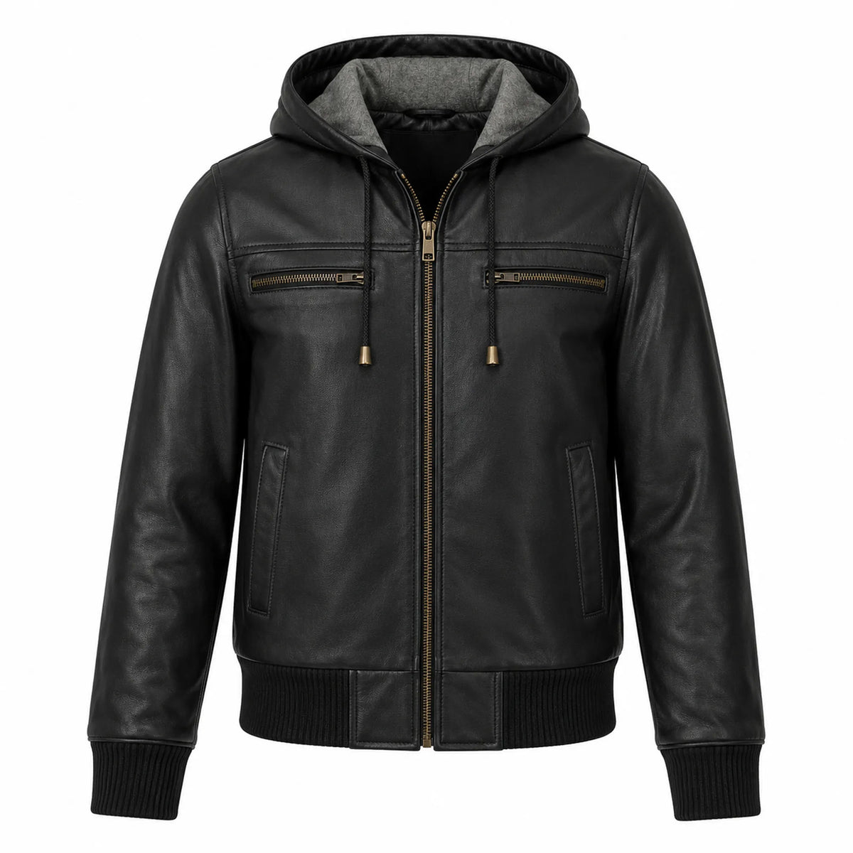 Women Black Hooded Leather Bomber Jacket Winter Casual Outfit - RXD Leather 00440