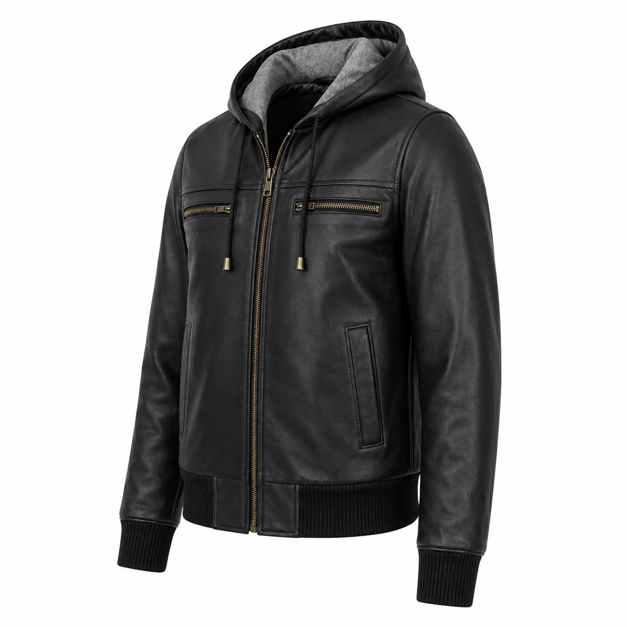 Women Black Hooded Leather Bomber Jacket Winter Casual Outfit - RXD Leather 00440 