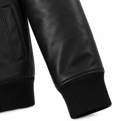 Women Black Hooded Leather Bomber Jacket Winter Casual Outfit - RXD Leather 00440 