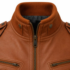 Women’s Brown Vintage Leather Bomber Jacket - RXD Leather 00441