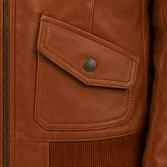 Women’s Brown Vintage Leather Bomber Jacket - RXD Leather 00441