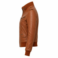 Women’s Brown Vintage Leather Bomber Jacket - RXD Leather 00441