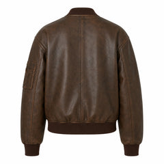 Women Brown Real Leather Bomber Jacket Vintage Casual Winter Fit - RXD Leather 00442 