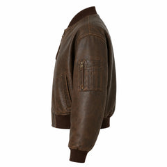 Women Brown Real Leather Bomber Jacket Vintage Casual Winter Fit - RXD Leather 00442 