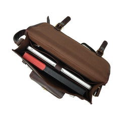 Vintage Brown Leather Laptop  Bag with Front Pocket & Strap - RXD Leather 0049