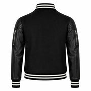 Women's black sheepskin leather varsity jacket – RXD Leather