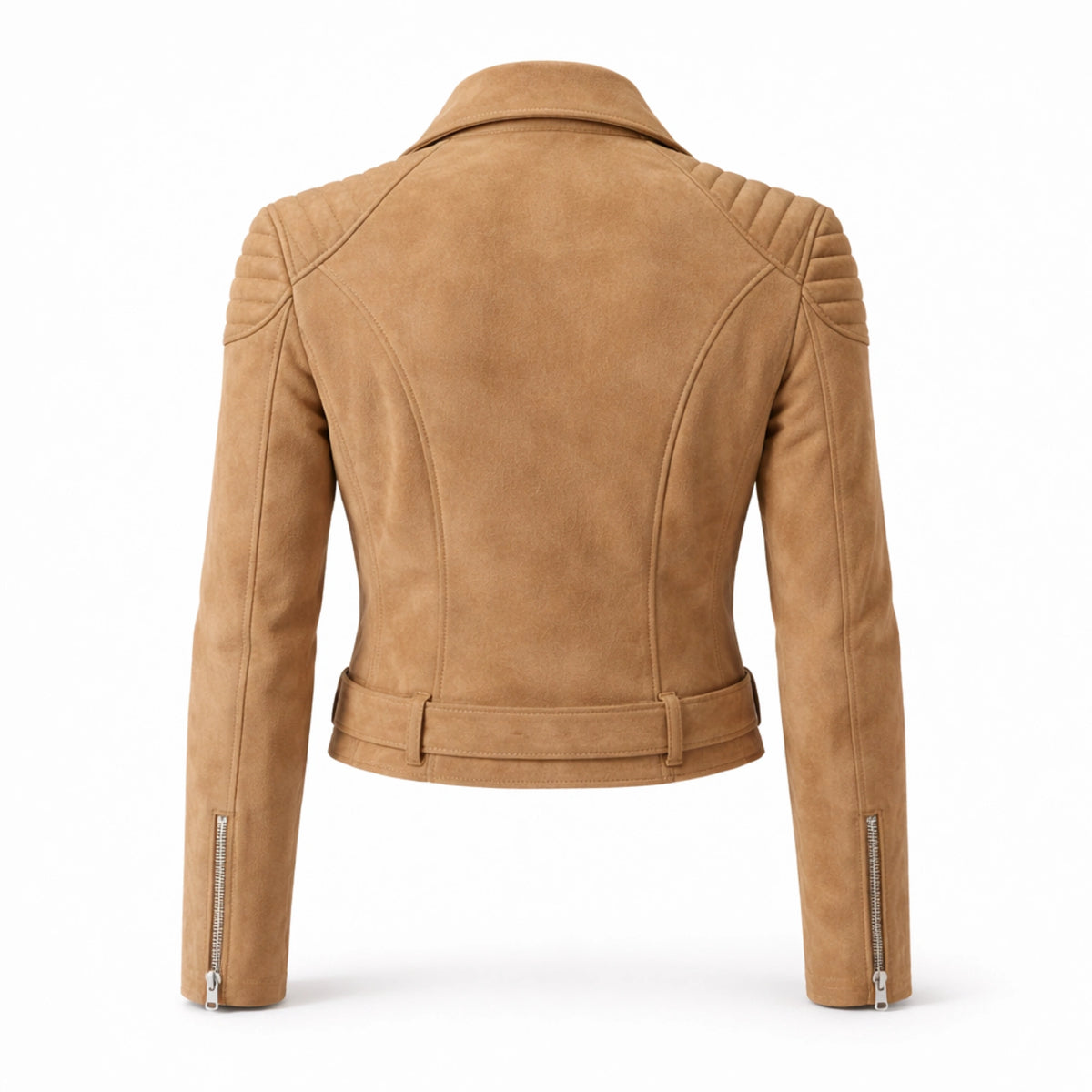 Women's camel suede moto jacket – RXD Leather