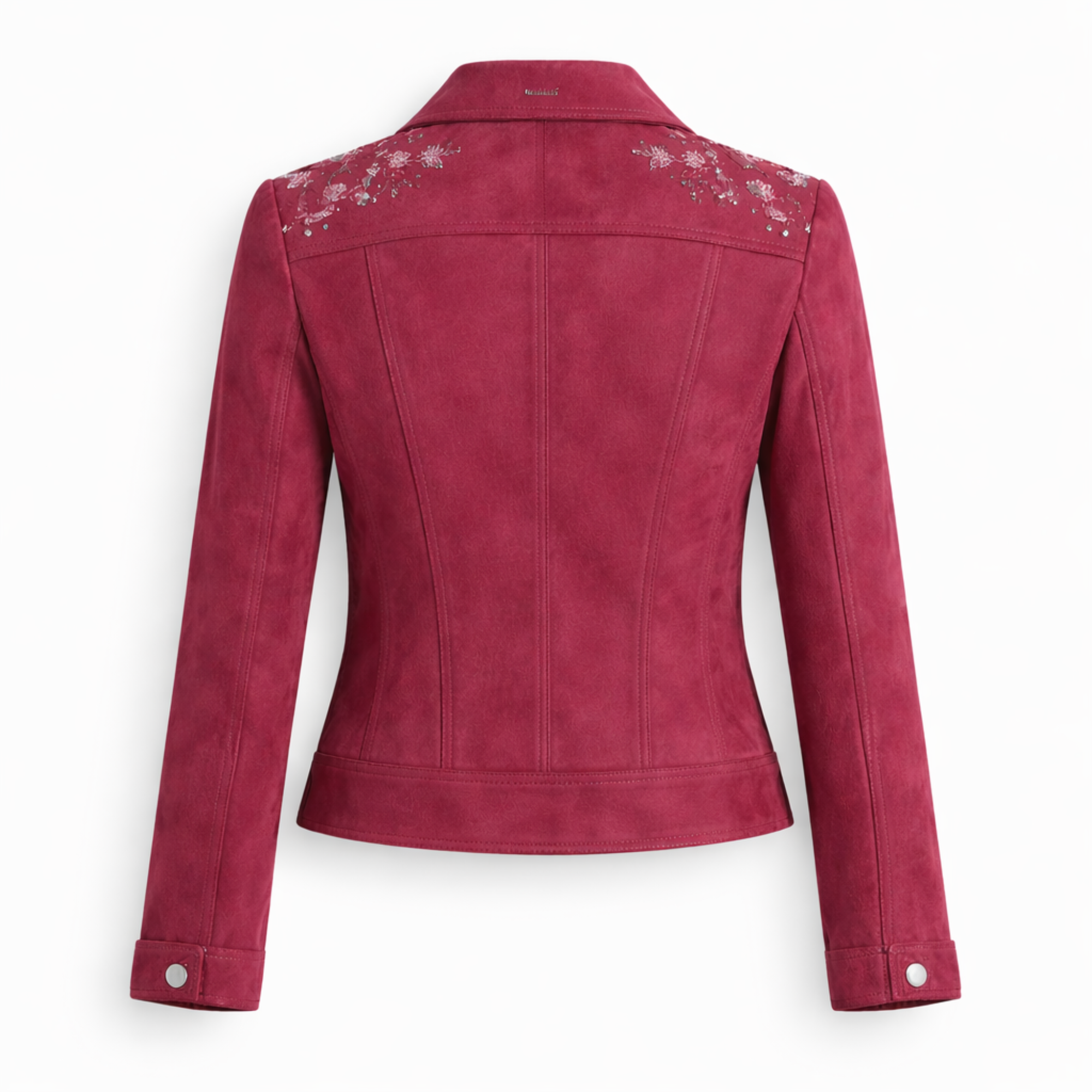 Women's Pink Real Suede Biker Leather Jacket Asymmetrical Zip Style - RXD Leather 00277 