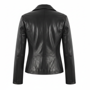 Women's fitted leather blazer with notch lapel – RXD Leather