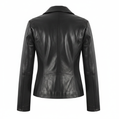 Women Black Leather Blazer Slim Fit Elegant Office Casual Style - RXD Leather 00391 