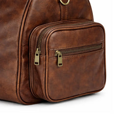 Brown Leather Gym Duffle Bag with Side Pocket Travel Fitness Bag - RXD Leather 0041