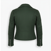 Women's green suede biker jacket with zip – RXD Leather