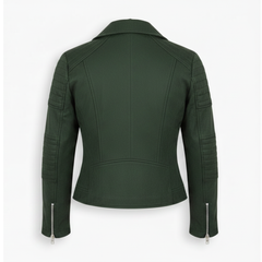 Women's green suede biker jacket with zip – RXD Leather