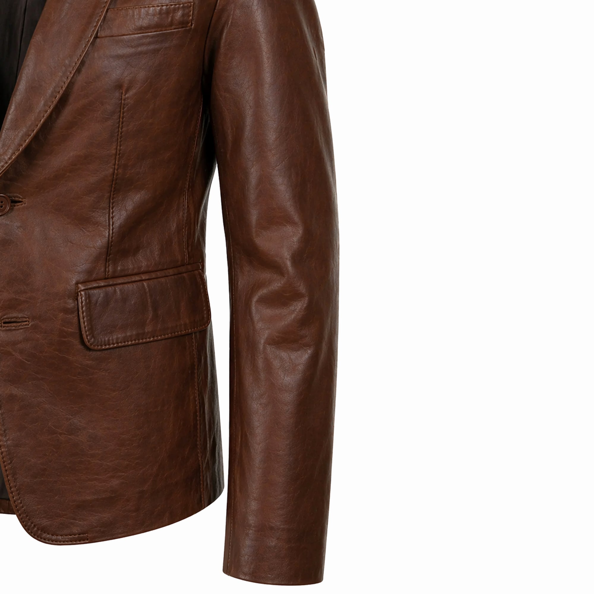 Mens Brown Leather Blazer Jacket Formal Casual Style Coat Outfit Men - RXD Leather 0027 