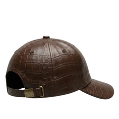 Leather Cap Dark Brown Crocodile Embossed Baseball Cap - RXD Leather 0050