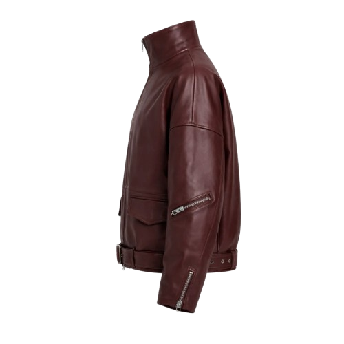 Women's maroon leather puffer coat – RXD Leather