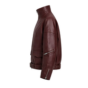 Women's maroon leather puffer coat – RXD Leather