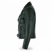 Women's black quilted-lined biker jacket – RXD Leather