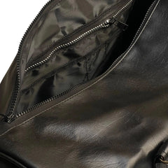 Black Leather Gym Duffle Bag with Side Pocket Travel Fitness Bag - RXD Leather 0042