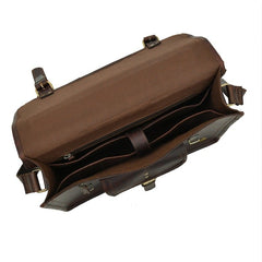 Vintage Brown Leather Laptop  Bag with Front Pocket & Strap - RXD Leather 0049