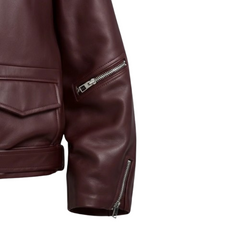 Maroon Leather womens puffer jacket  Outerwear Jacket - RXD Leather 007