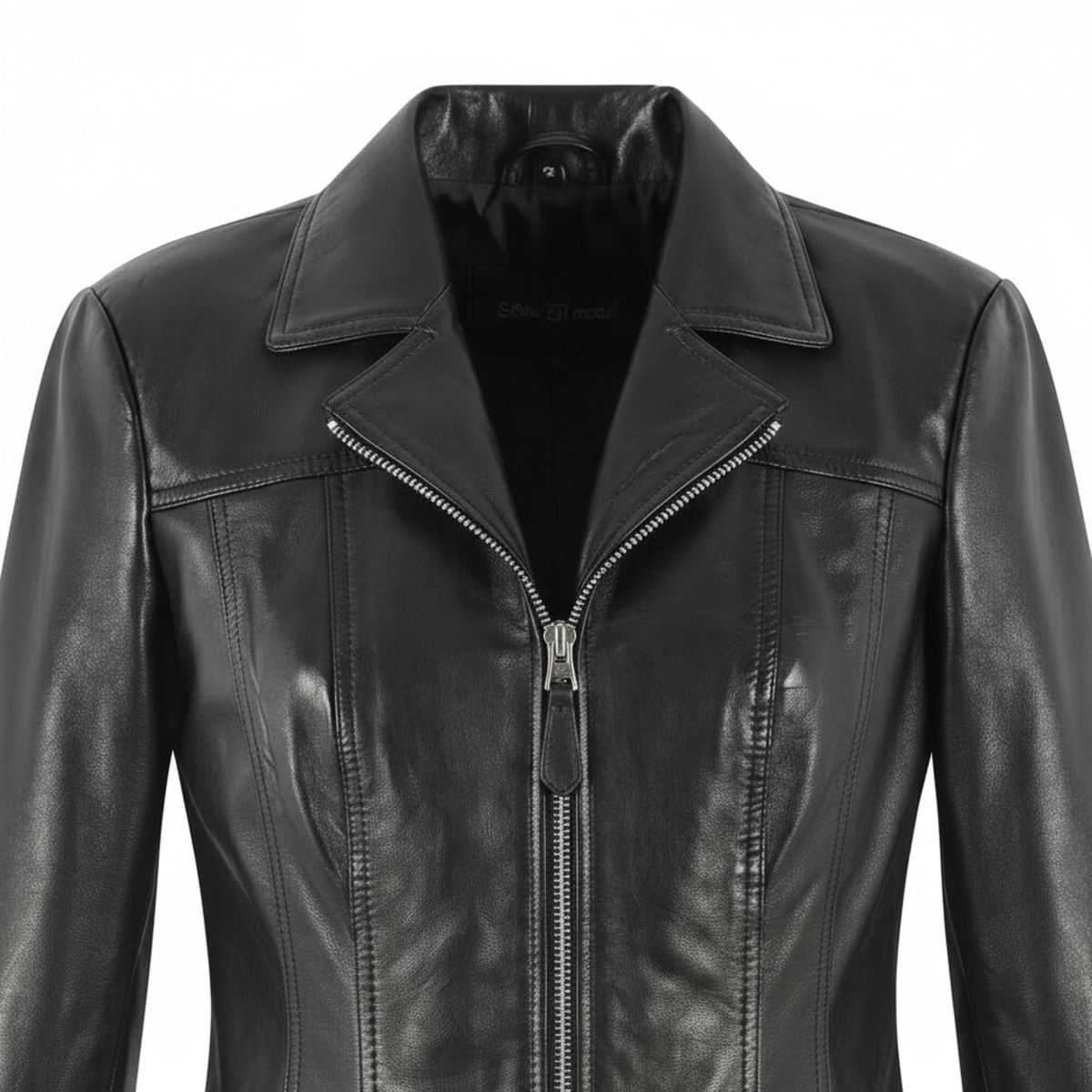 Women's black leather office blazer styled – RXD Leather