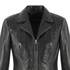 Women Black Leather Blazer Slim Fit Elegant Office Casual Style - RXD Leather 00391 