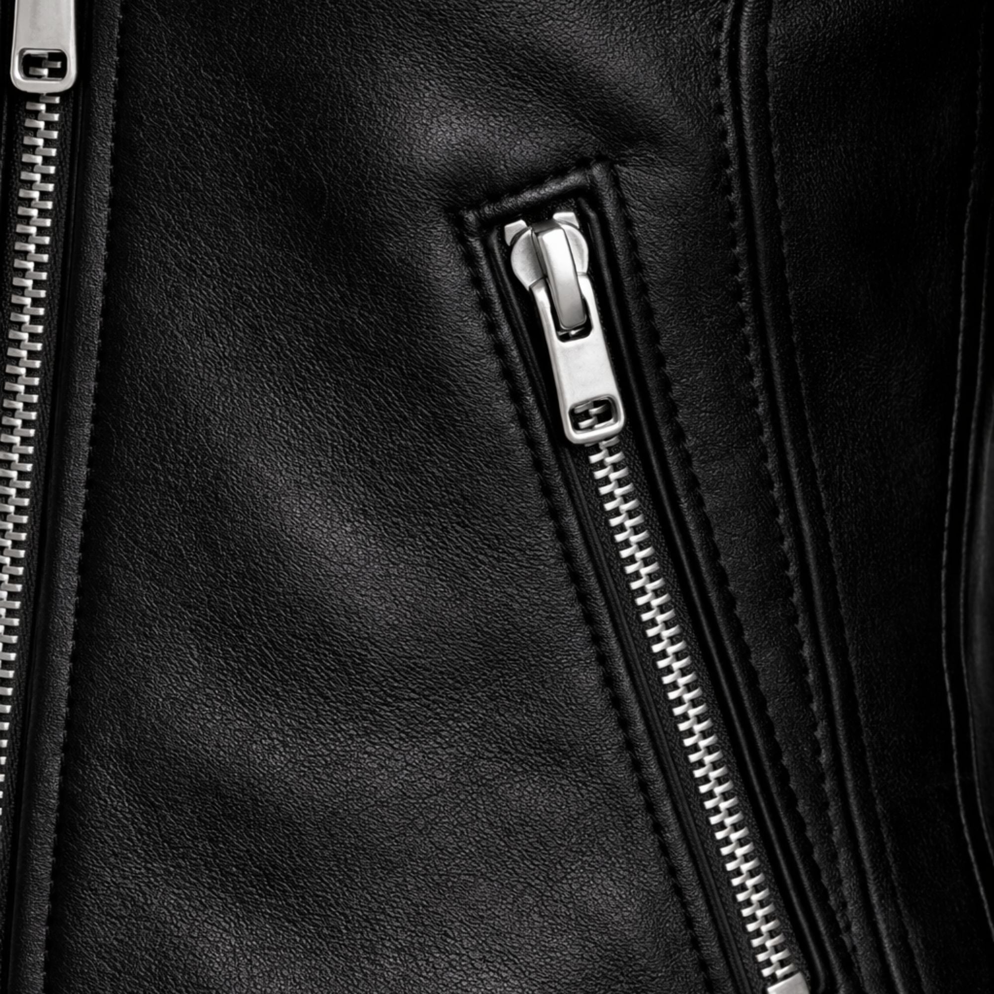 Women Black Leather Biker Jacket White Stripe Moto Style Outfit - RXD Leather 00358
