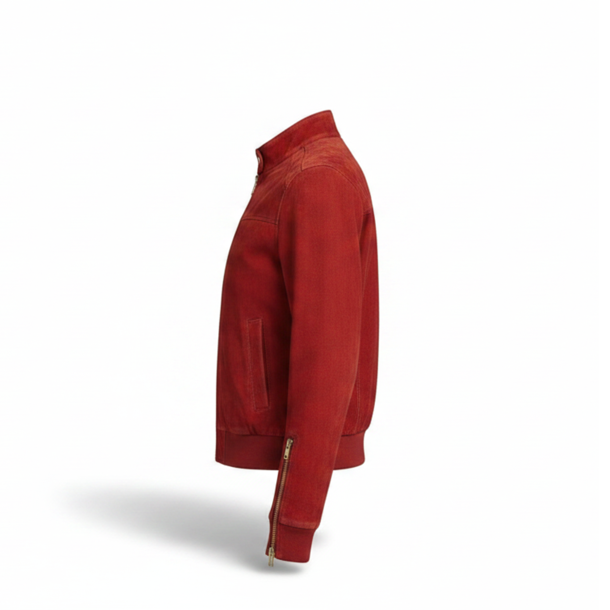 Women Red Suede Leather Bomber Moto Jacket Vintage Casual Fit - RXD Leather 00296 