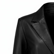 Women's black leather blazer styled outfit – RXD Leather